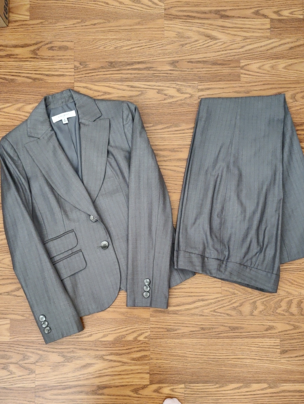 Nine West Women's Gray Pinstripe Blazer and Pants Suit